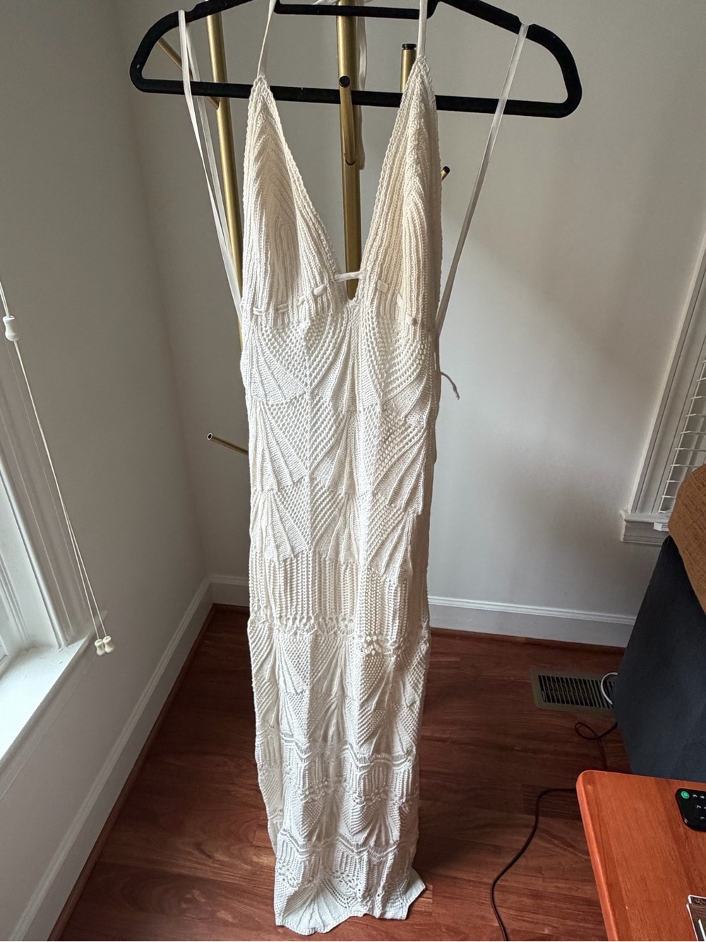 NWT Small Abercrombie & Fitch Cream Crochet Halter Maxi Dress